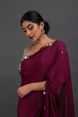 Maroon Saree With Gold Blouseuntitled (6 of 11)